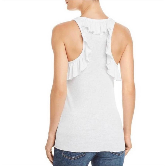 Chaser Antropologie Ribbed Racerback Tank In Blue and White - M - Picture 7 of 7